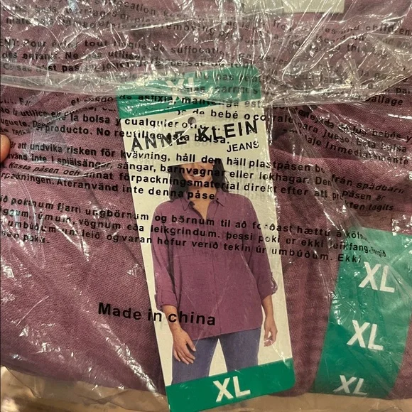 NWT Anne Klein Ladies Gauze Top PURPLE - size XL - Picture 6 of 8